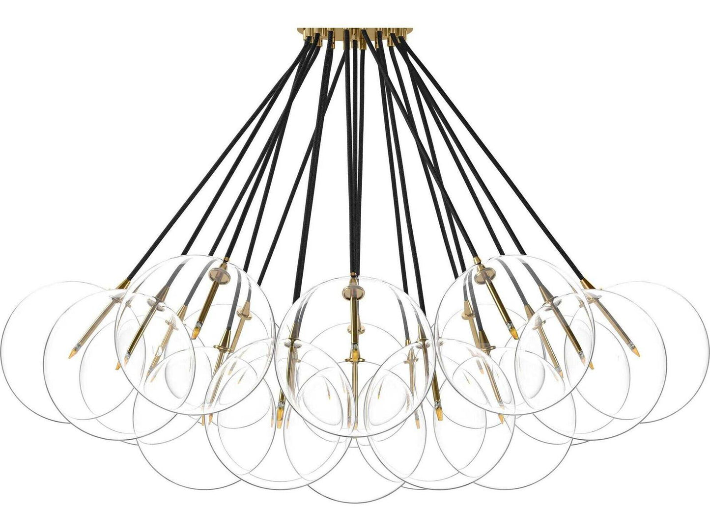 Four Hands Schwung Cloud 19-Light Chandelier in Burnished Brass and Clear Glass