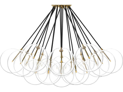 Four Hands Schwung Cloud 19-Light Chandelier in Burnished Brass and Clear Glass