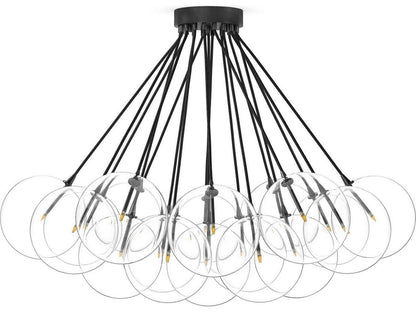 Four Hands Schwung Cloud 19-Light Chandelier in Black Gunmetal with Clear Glass