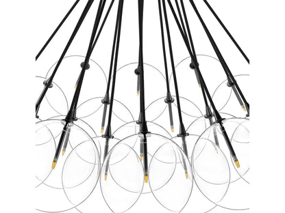 Four Hands Schwung Cloud 19-Light Chandelier in Black Gunmetal with Clear Glass