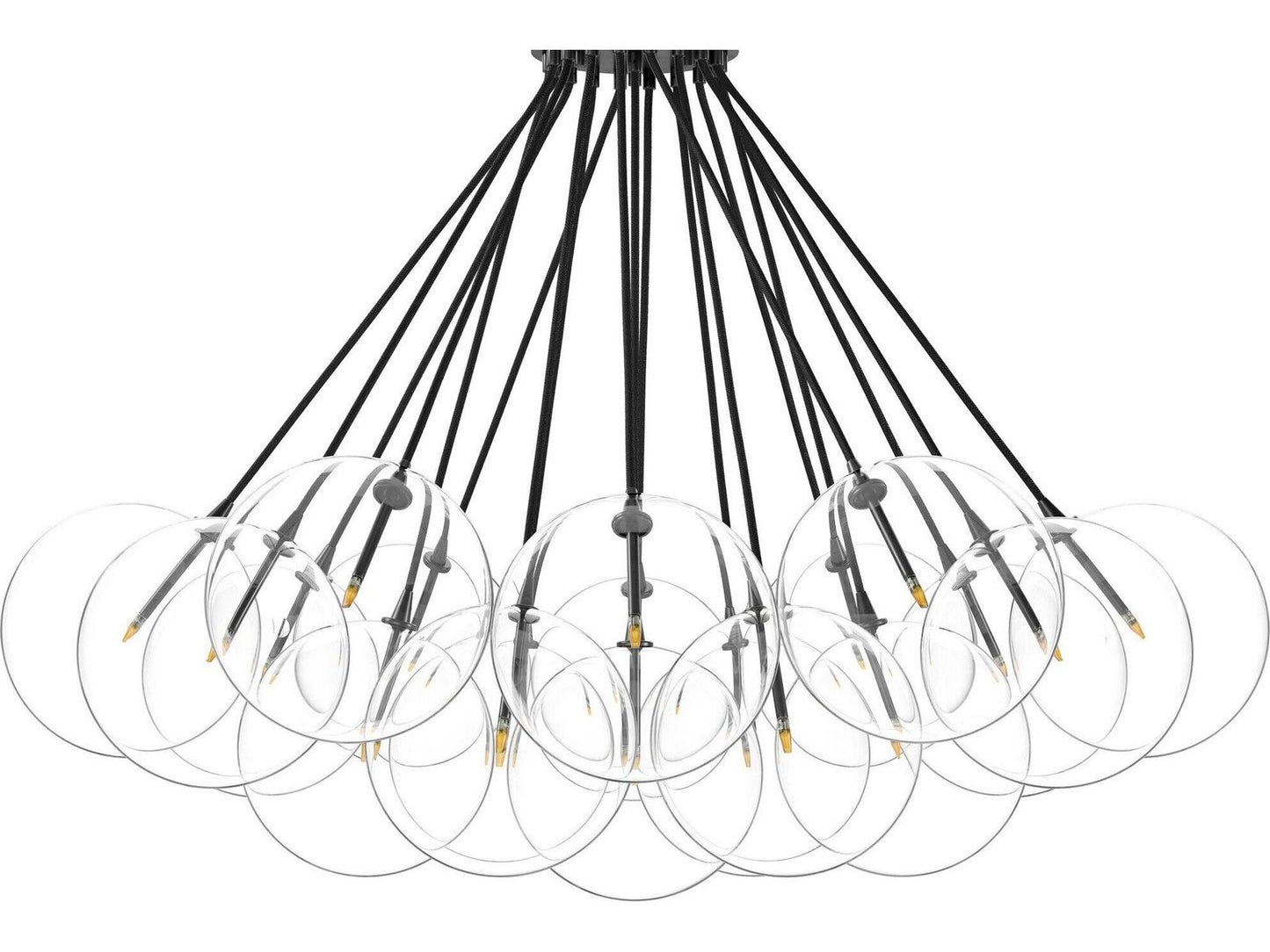 Four Hands Schwung Cloud 19-Light Chandelier in Black Gunmetal with Clear Glass
