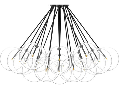 Four Hands Schwung Cloud 19-Light Chandelier in Black Gunmetal with Clear Glass