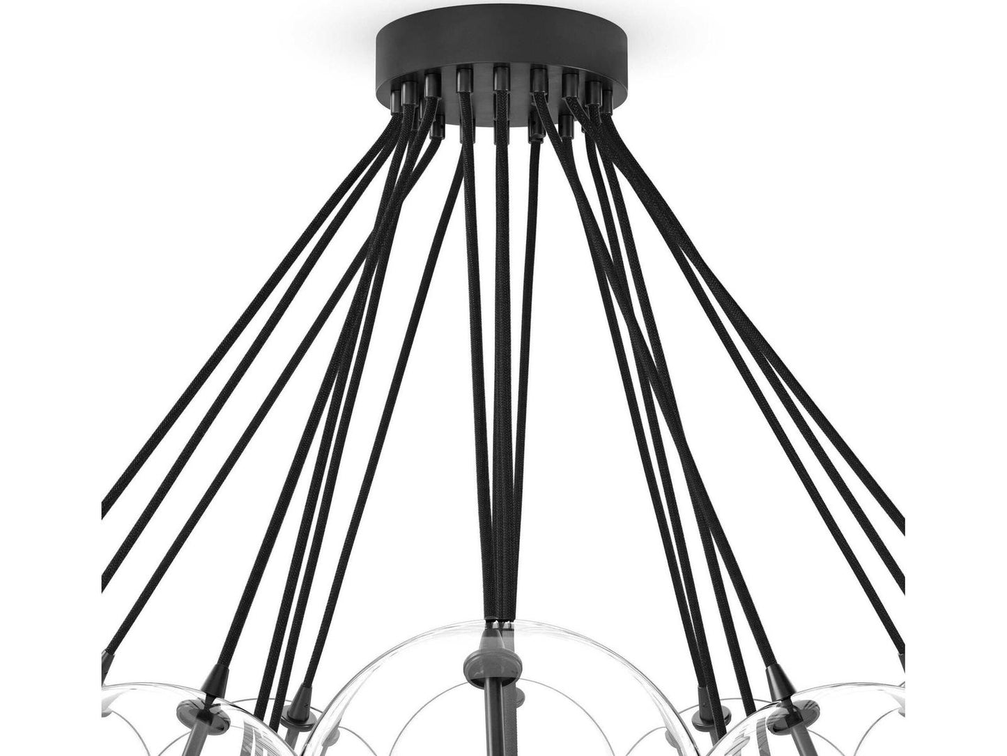 Four Hands Schwung Cloud 19-Light Chandelier in Black Gunmetal with Clear Glass