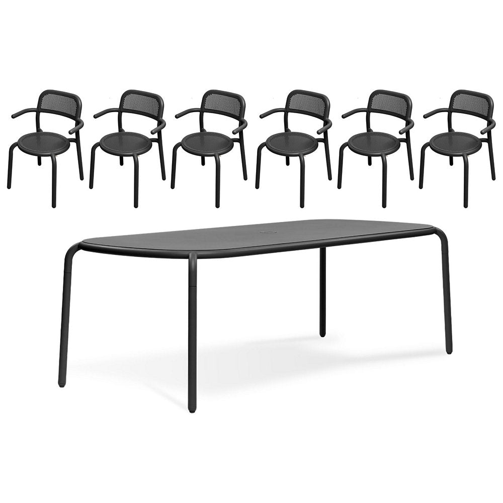 Toni Tablo Outdoor Dining Table Set with 6 Armchairs
