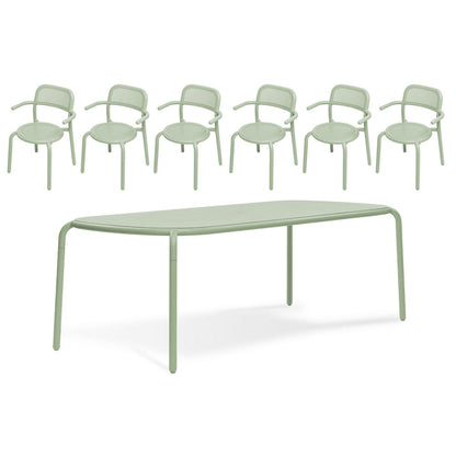 Toni Tablo Outdoor Dining Table Set with 6 Armchairs