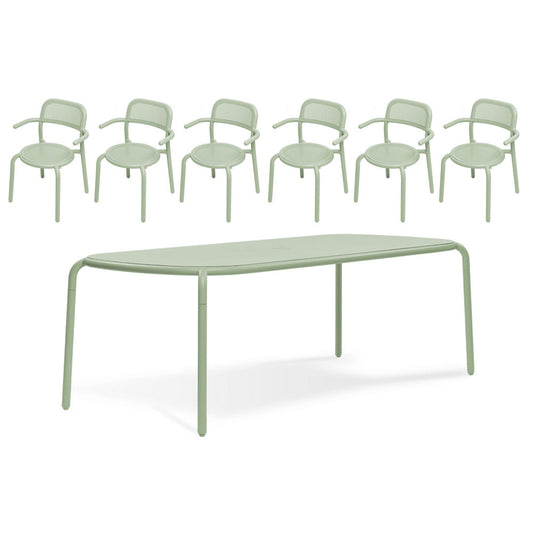 Toni Tablo Outdoor Dining Table Set with 6 Armchairs