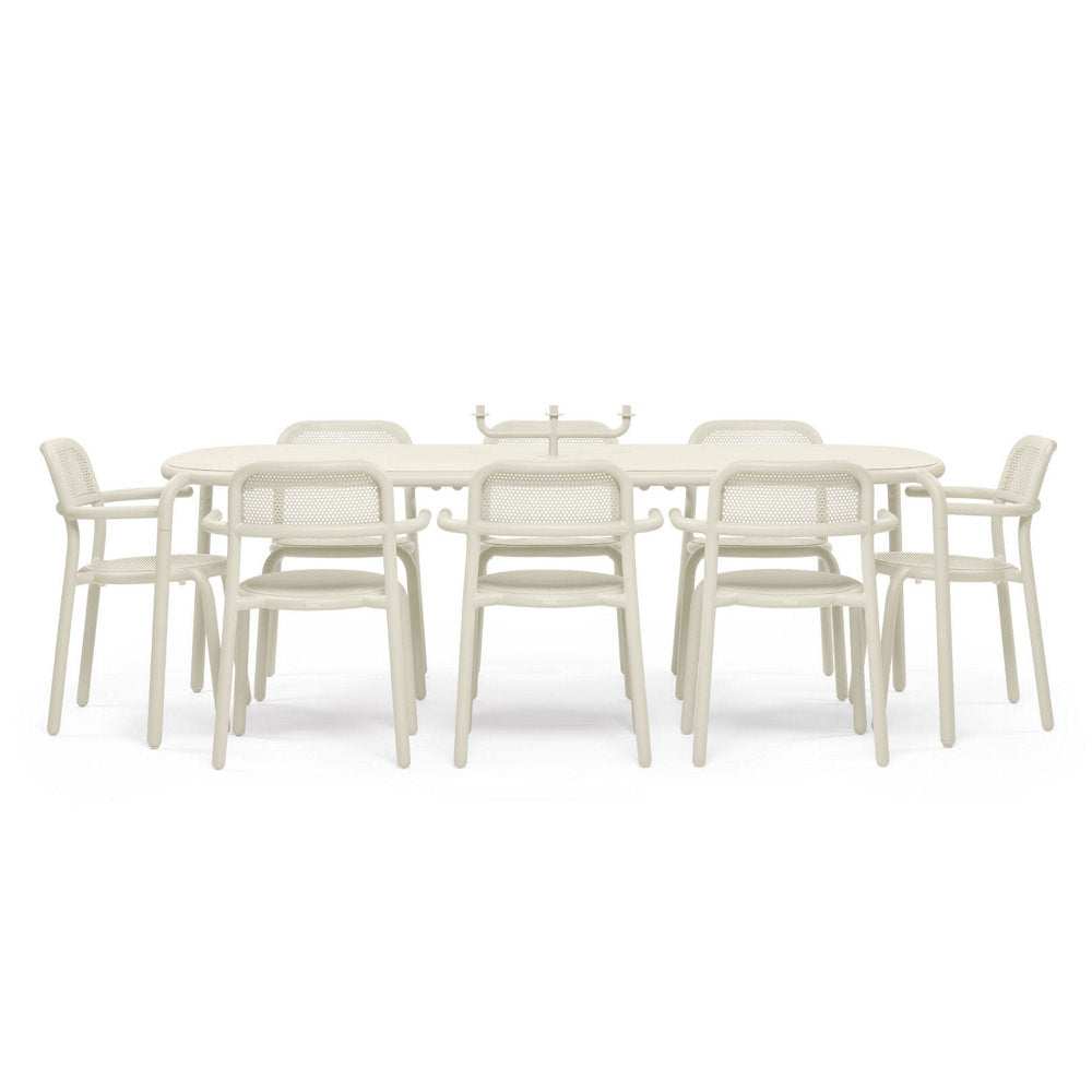 Toni Tablo Outdoor Dining Table Set with 6 Sidechairs