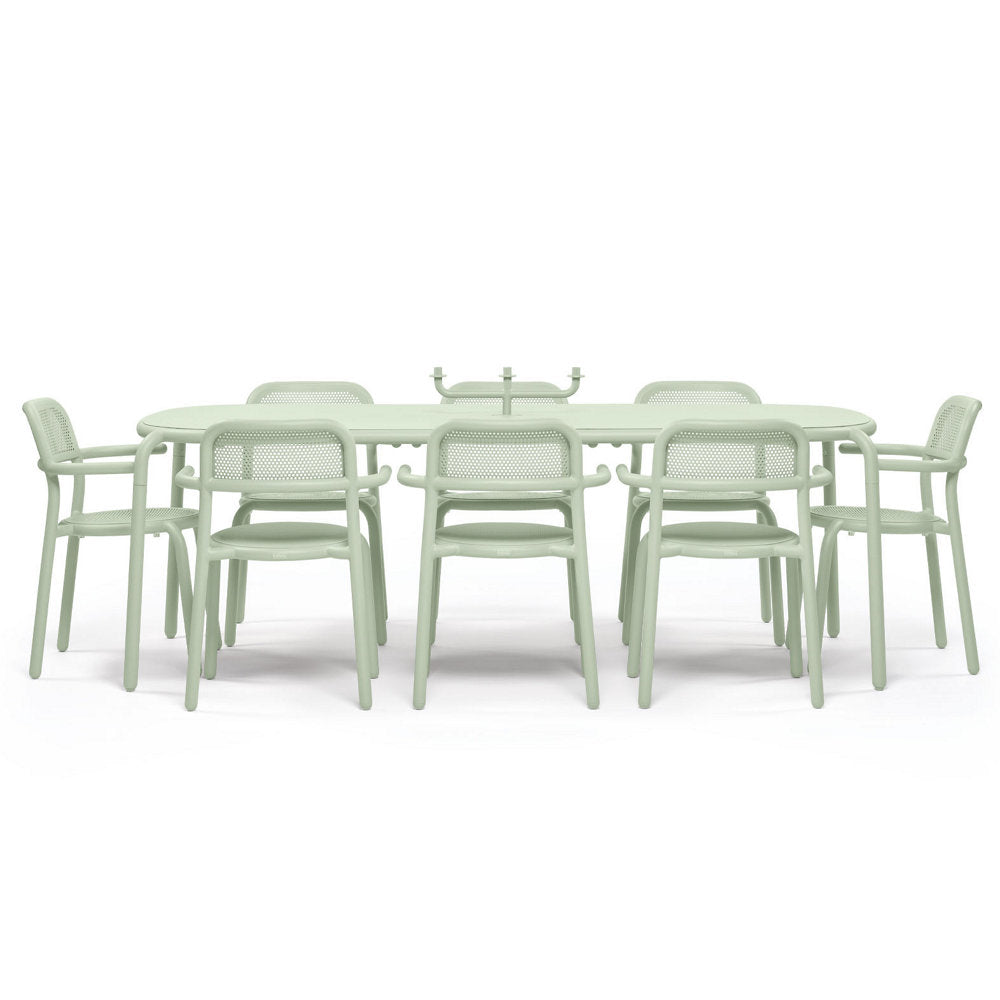 Toni Tablo Outdoor Dining Table Set with 6 Sidechairs