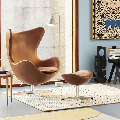Egg Leather Swivel Chair