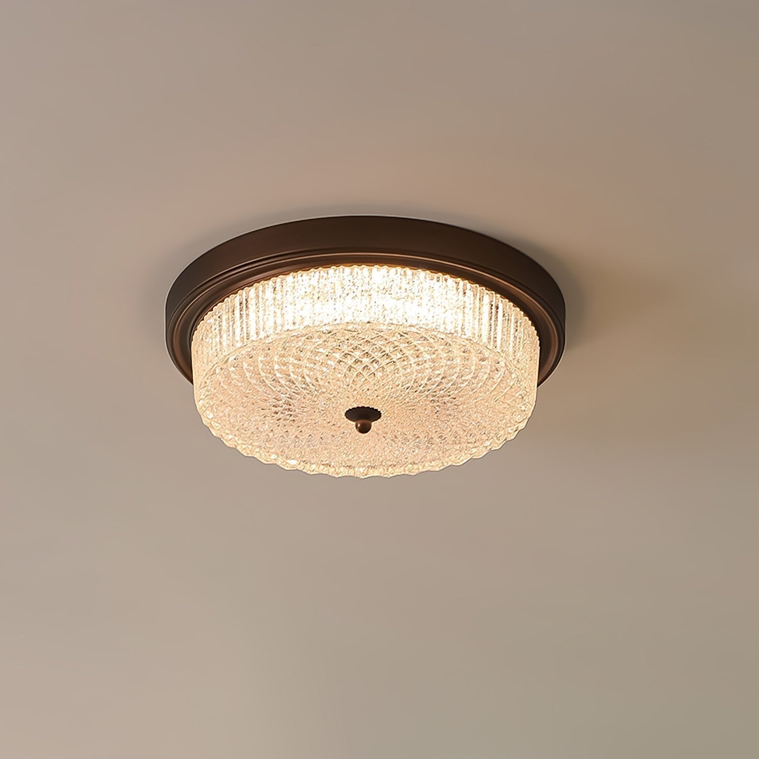 Fabula Ceiling Lamp ∅ 18.5″ x H 5.1″ / Dia 47cm x H 13cm / Vintage bronze & Opaque glass / Three-Color Changing Light