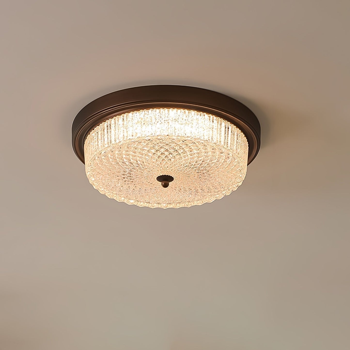 Fabula Ceiling Lamp ∅ 14.6″ x H 5.1″ / Dia 37cm x H 13cm / Vintage bronze & Opaque glass / Three-Color Changing Light