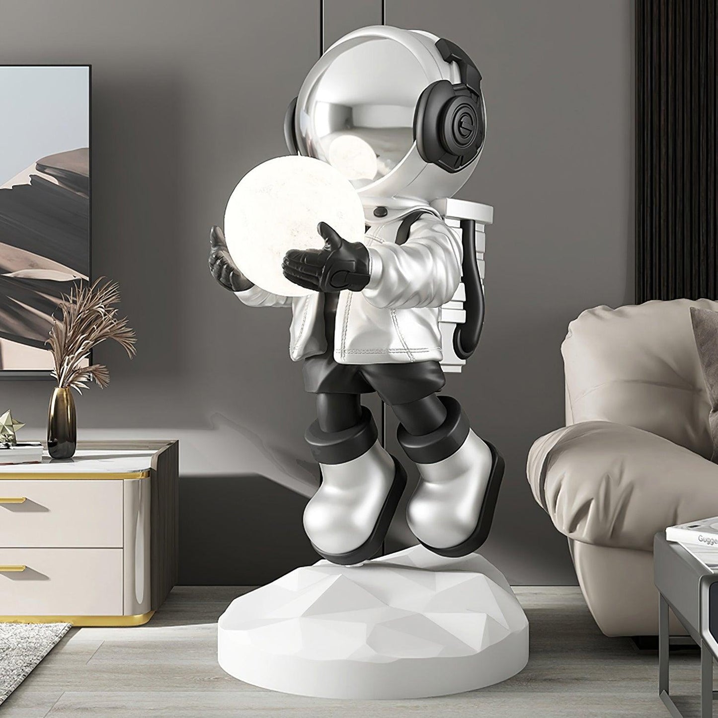 Fantasy Astronaut Built-in Battery Floor Light ∅ 15.7″ x H 31.4″/ Dia 40cm x H 80cm / Chrome Floor lamp