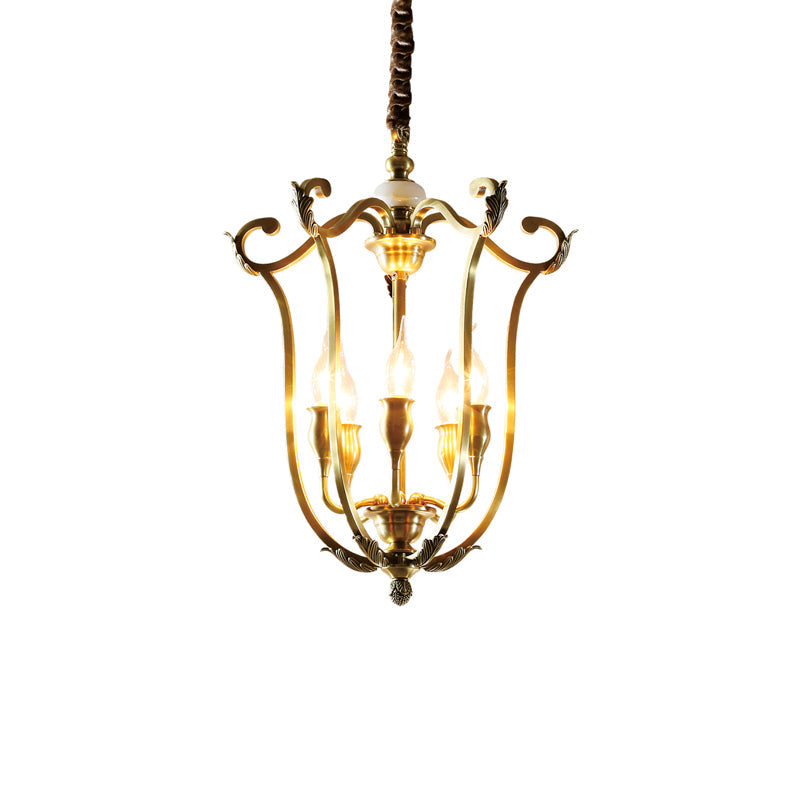 Farmhouse Lantern Chandelier Model C ∅ 15.7″ x H 23.6″ / Dia 40cm x H 60cm / Brass Chandelier