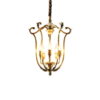 Farmhouse Lantern Chandelier Model C ∅ 15.7″ x H 23.6″ / Dia 40cm x H 60cm / Brass Chandelier