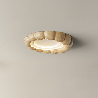 Faux Wood Ripple Ceiling Lamp Model C ∅ 19.7″ x H 2.4″ / Dia 50cm x H 6cm / Nature Wood Grain / Three-Color Changing