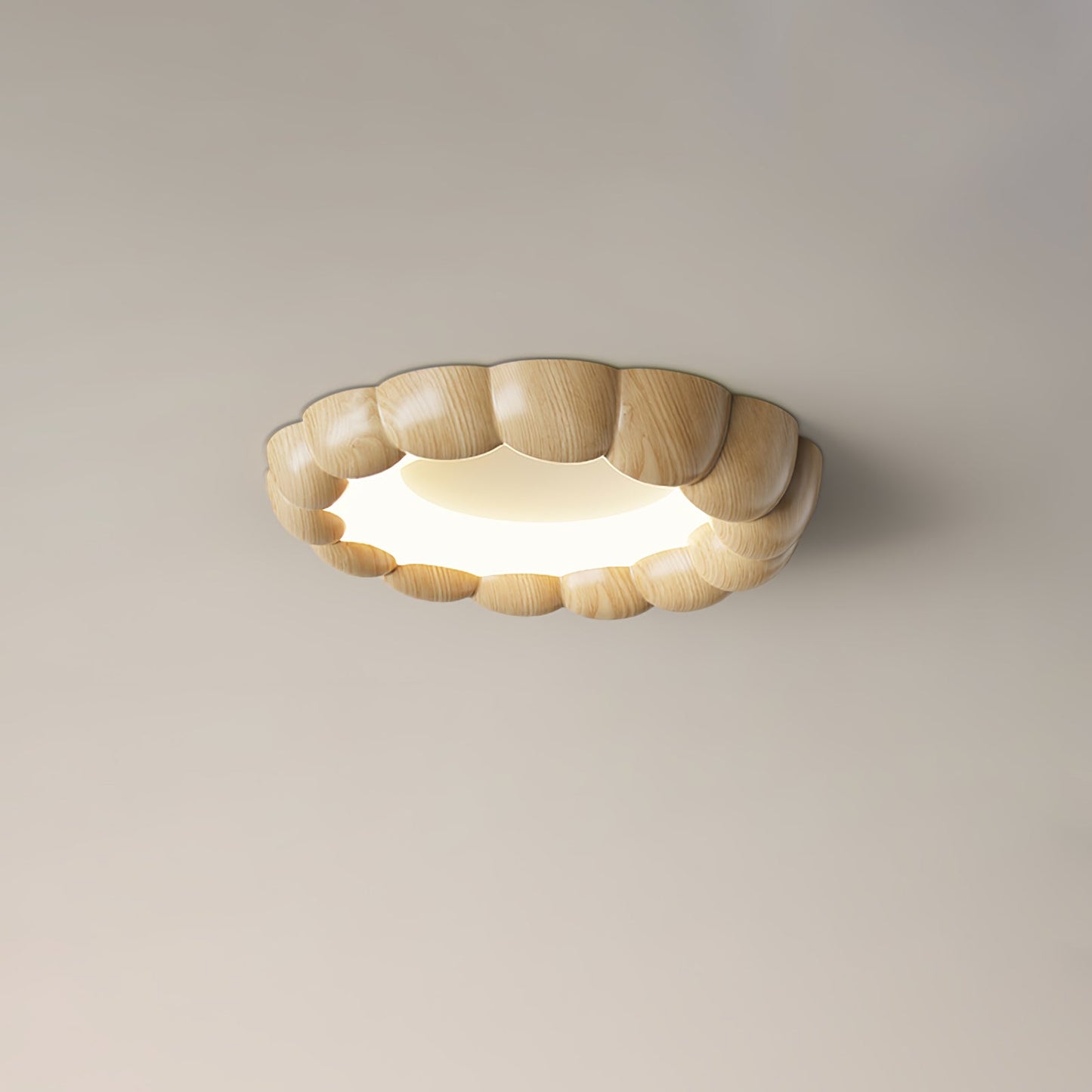 Faux Wood Ripple Ceiling Lamp Model B ∅ 19.7″ x H 2.4″ / Dia 50cm x H 6cm / Nature Wood Grain / Three-Color Changing