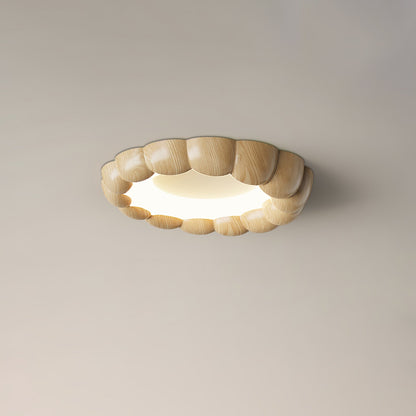 Faux Wood Ripple Ceiling Lamp Model B ∅ 19.7″ x H 2.4″ / Dia 50cm x H 6cm / Nature Wood Grain / Three-Color Changing