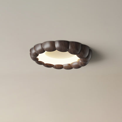 Faux Wood Ripple Ceiling Lamp Model B ∅ 19.7″ x H 2.4″ / Dia 50cm x H 6cm / Walnut Wood Grain / Three-Color Changing
