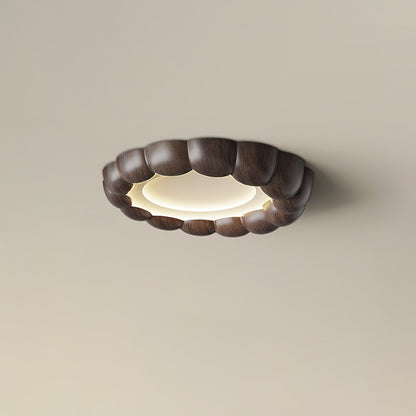 Faux Wood Ripple Ceiling Lamp Model C ∅ 19.7″ x H 2.4″ / Dia 50cm x H 6cm / Walnut Wood Grain / Three-Color Changing
