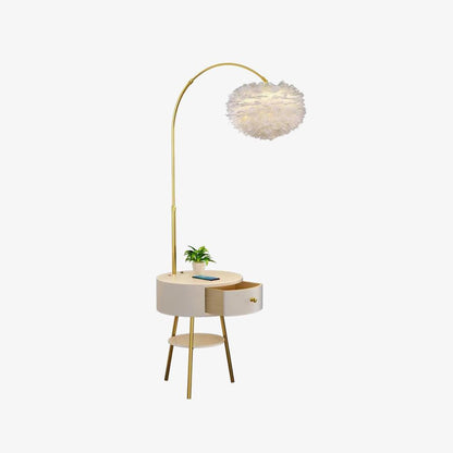 Feather Drawer Floor Lamp ∅ 15″ x H 70.9″ / Dia 38cm x H 180cm / White + Gold / US plug Floor lamp