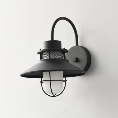 Felix Outdoor Wall Lamp ∅ 9.8″ x W 11.4″ x H 12.6″ / Dia 25cm x W 29cm x H 32cm / Black & Frosted glass Outdoor Lighting