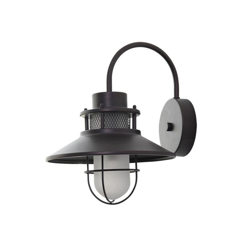 Felix Outdoor Wall Lamp ∅ 9.8″ x W 11.4″ x H 12.6″ / Dia 25cm x W 29cm x H 32cm / Coffee gold & Frosted glas Outdoor