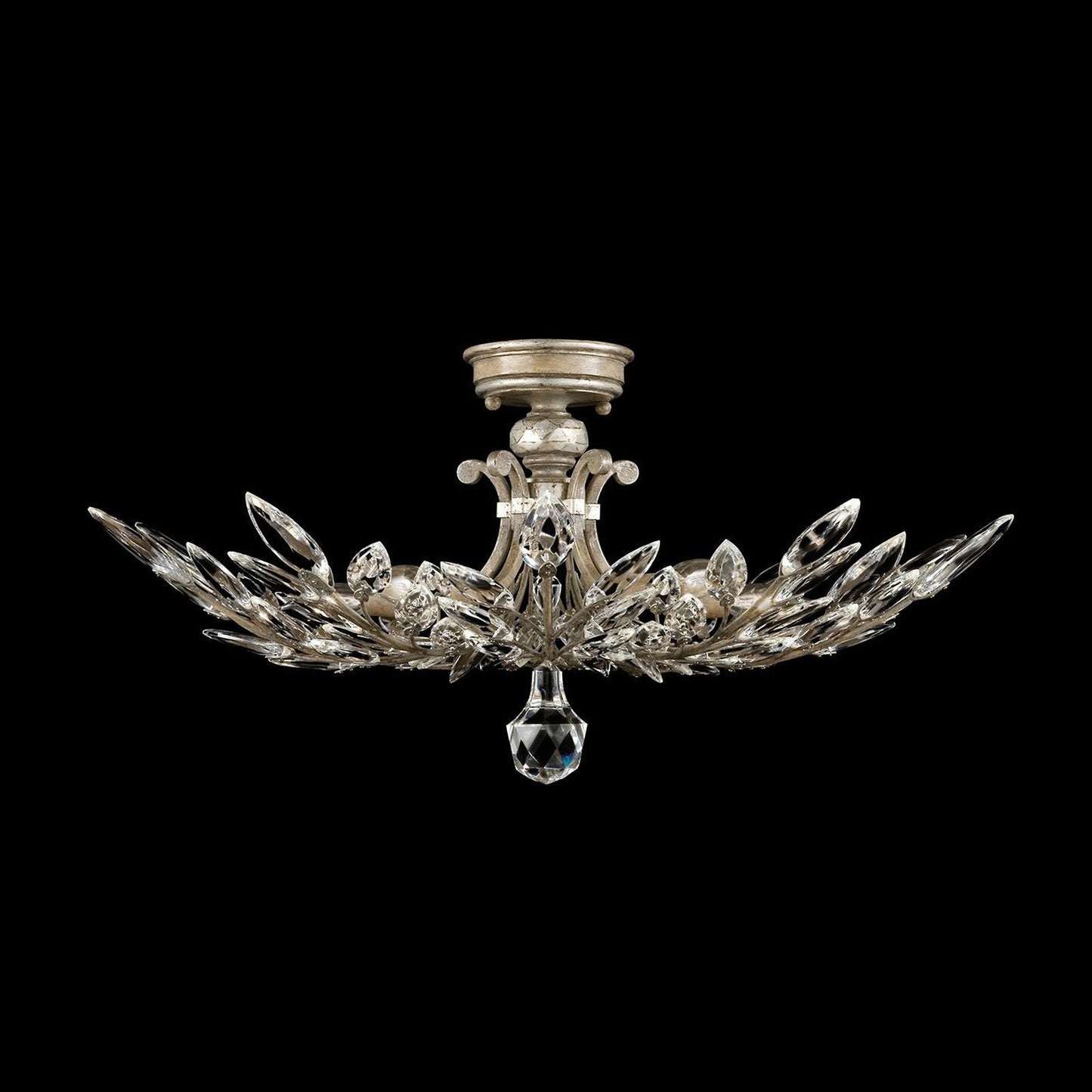Fine Art Crystal Laurel 28" Round Semi Flush Mount