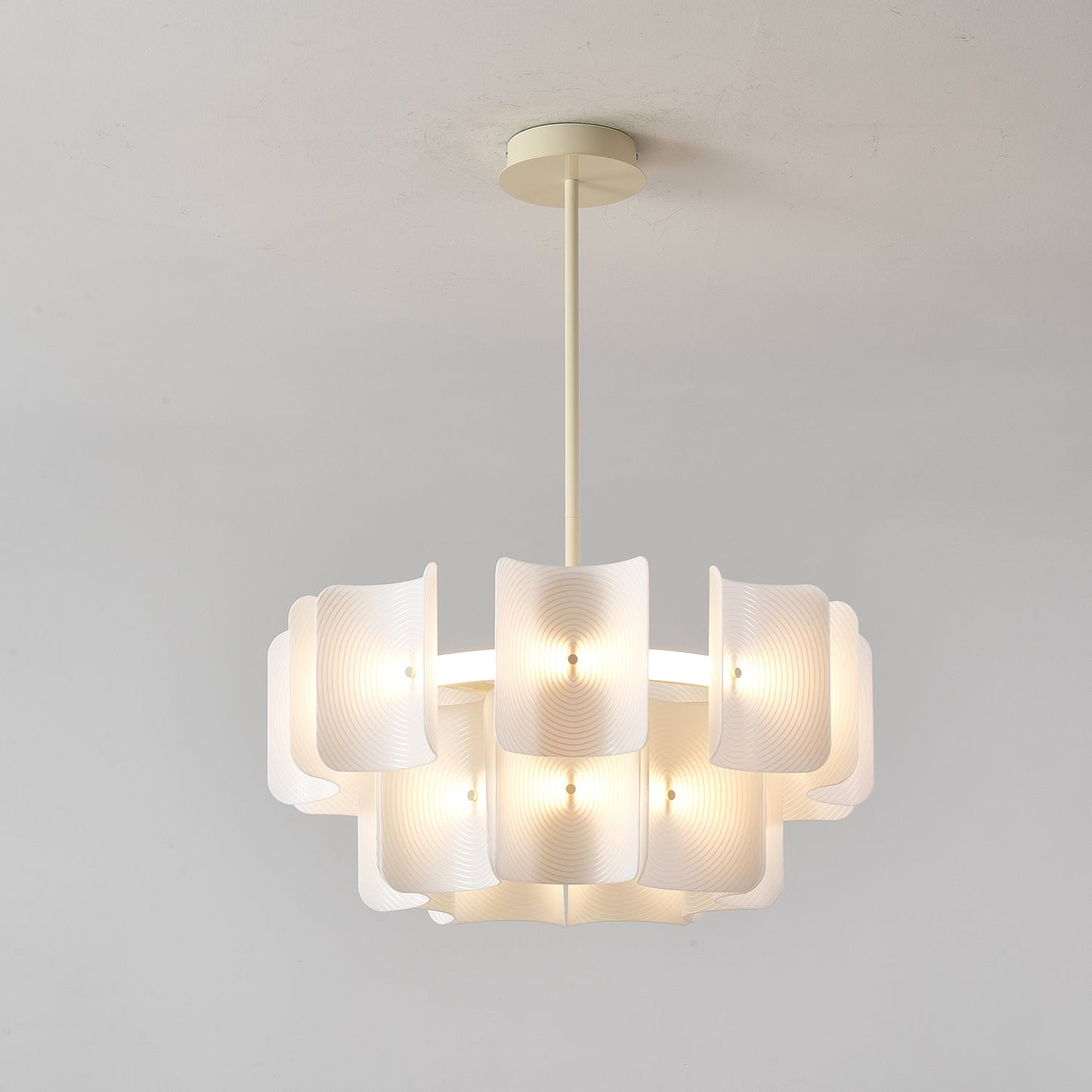 Fingerprint Chandelier ∅ 23.6″ x H 12.6″ / Creamy White / Warm Light Chandelier