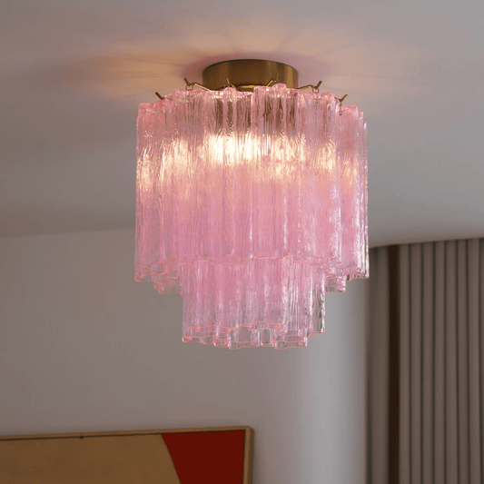 Fiora Pink Glass Ceiling Lamp
