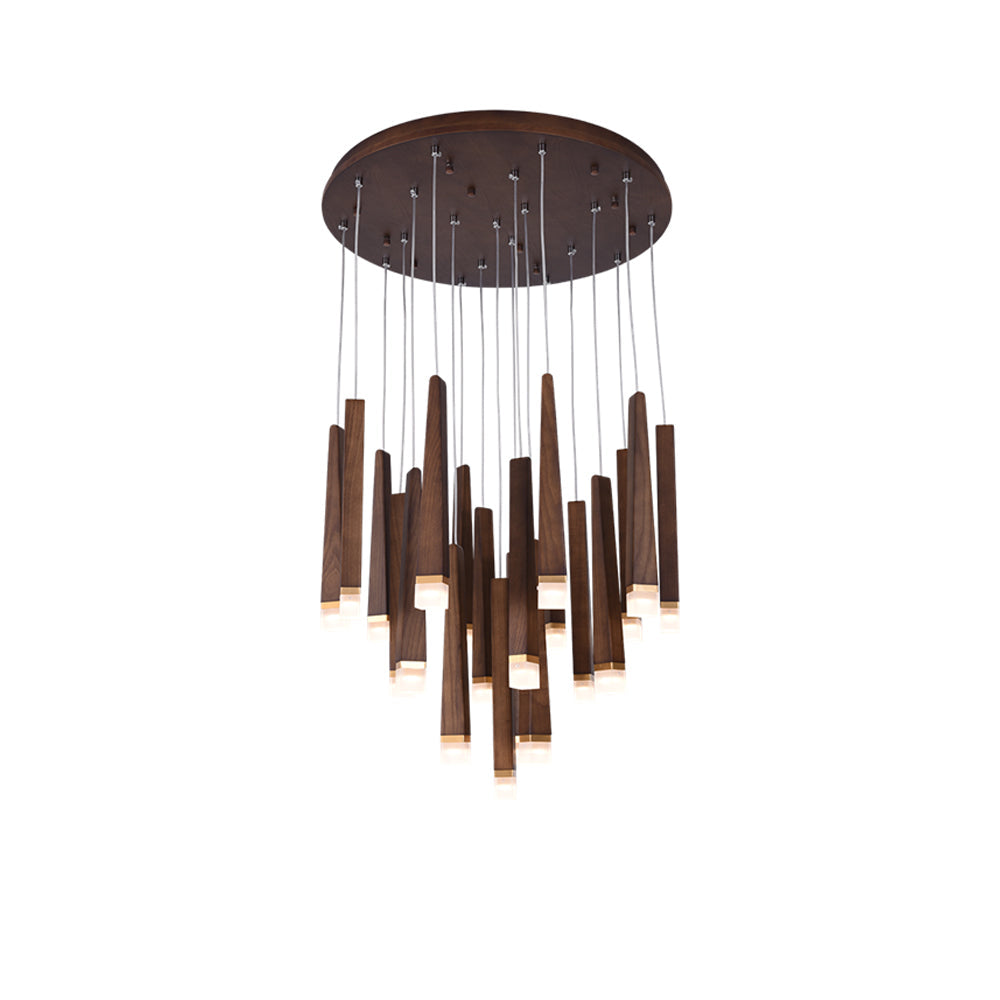 Firewood Stick Chandelier 20Heads ∅ 23.6’’ x H 37.4’’ / Walnut Color / Warm Light Chandelier