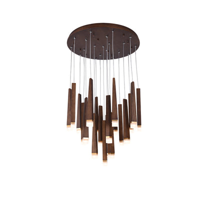 Firewood Stick Chandelier 20Heads ∅ 23.6’’ x H 37.4’’ / Walnut Color / Warm Light Chandelier