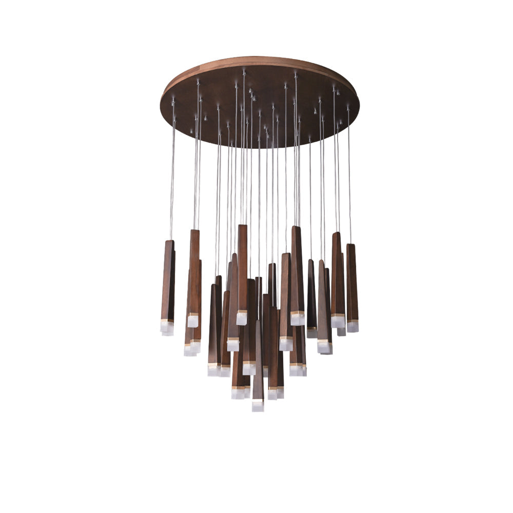 Firewood Stick Chandelier 32Heads ∅ 31.5’’ x H 37.4’’ / Walnut Color / Warm Light Chandelier