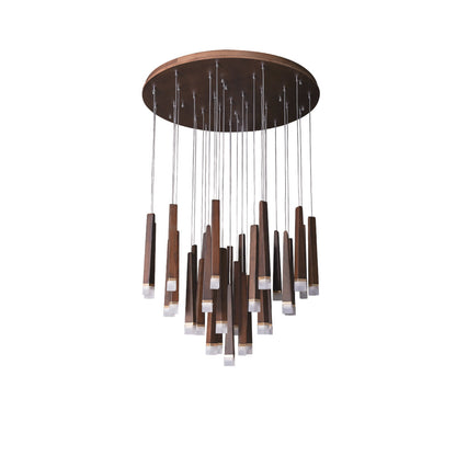Firewood Stick Chandelier 32Heads ∅ 31.5’’ x H 37.4’’ / Walnut Color / Warm Light Chandelier