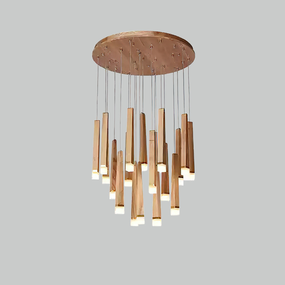 Firewood Stick Chandelier 20Heads ∅ 23.6’’ x H 37.4’’ / Wood Color / Warm Light Chandelier