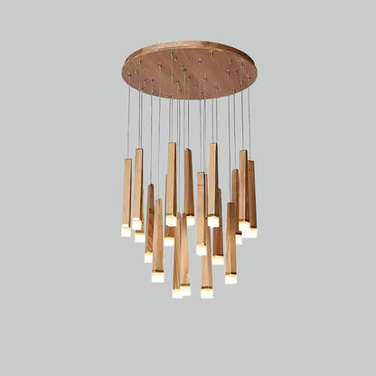 Firewood Stick Chandelier 20Heads ∅ 23.6’’ x H 37.4’’ / Wood Color / Warm Light Chandelier