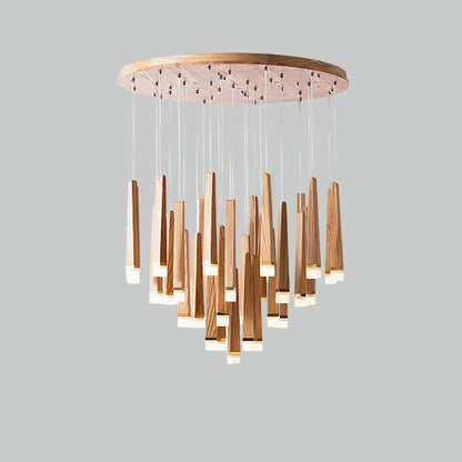 Firewood Stick Chandelier 32Heads ∅ 31.5’’ x H 37.4’’ / Wood Color / Warm Light Chandelier