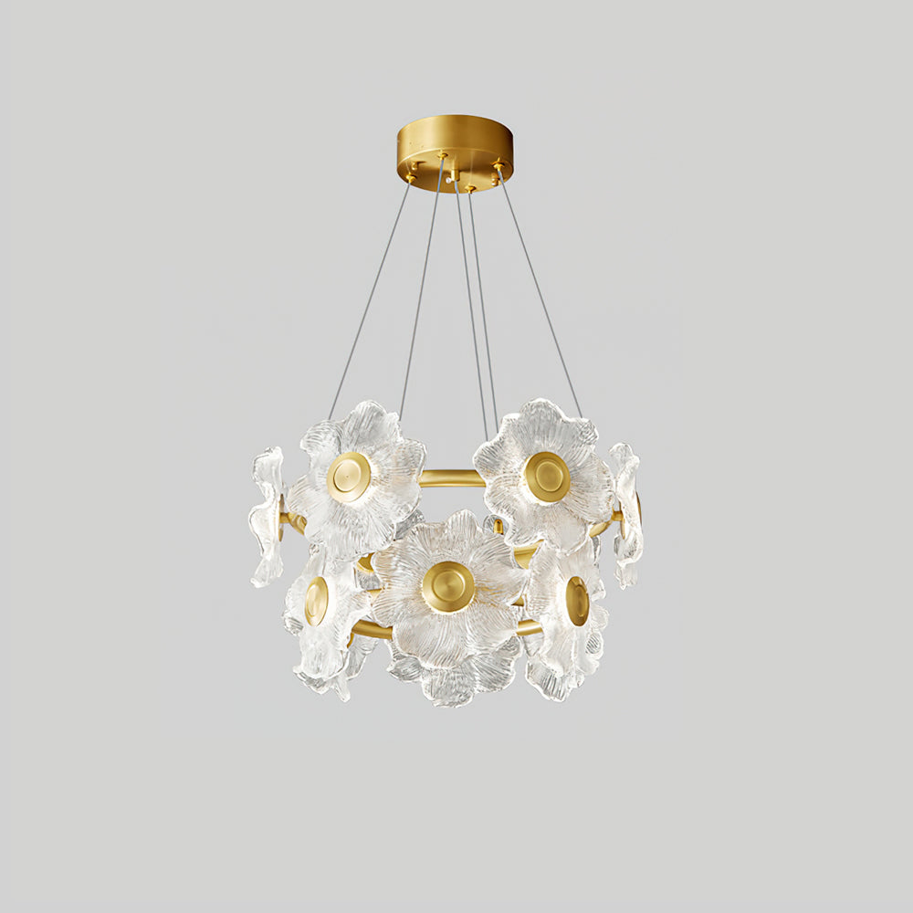 Flora Glass Chandelier 6 + 6 Heads 19.7″ x H 13.8″ / Dia 50cm x H 35cm∅ / Brass / Warm Light Pendant light