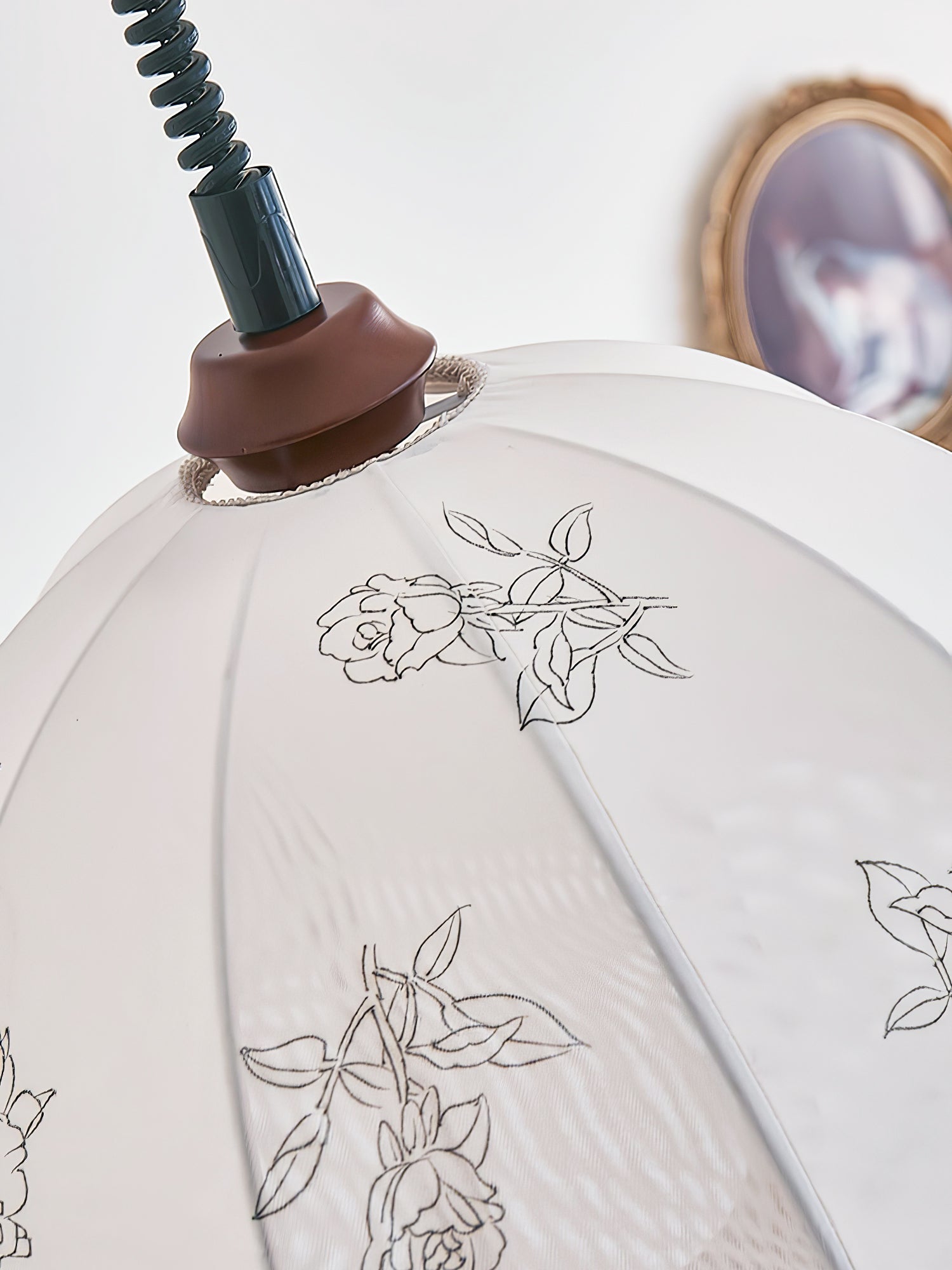 Floral Grace Pendant Lamp ∅ 18.1″ x H 18.1″ / Walnut color & White Pendant light