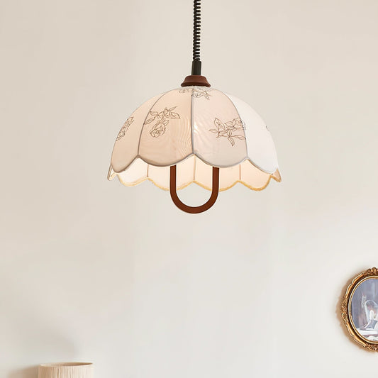 Floral Grace Pendant Lamp ∅ 18.1″ x H 18.1″ / Walnut color & White Pendant light