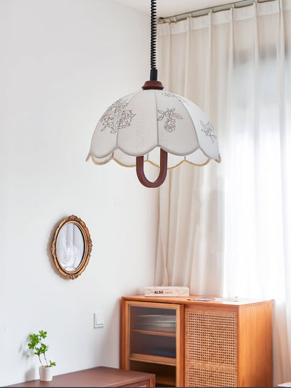 Floral Grace Pendant Lamp ∅ 18.1″ x H 18.1″ / Walnut color & White Pendant light