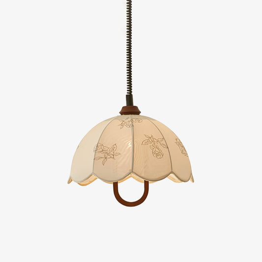 Floral Grace Pendant Lamp ∅ 18.1″ x H 18.1″ / Walnut color & White Pendant light