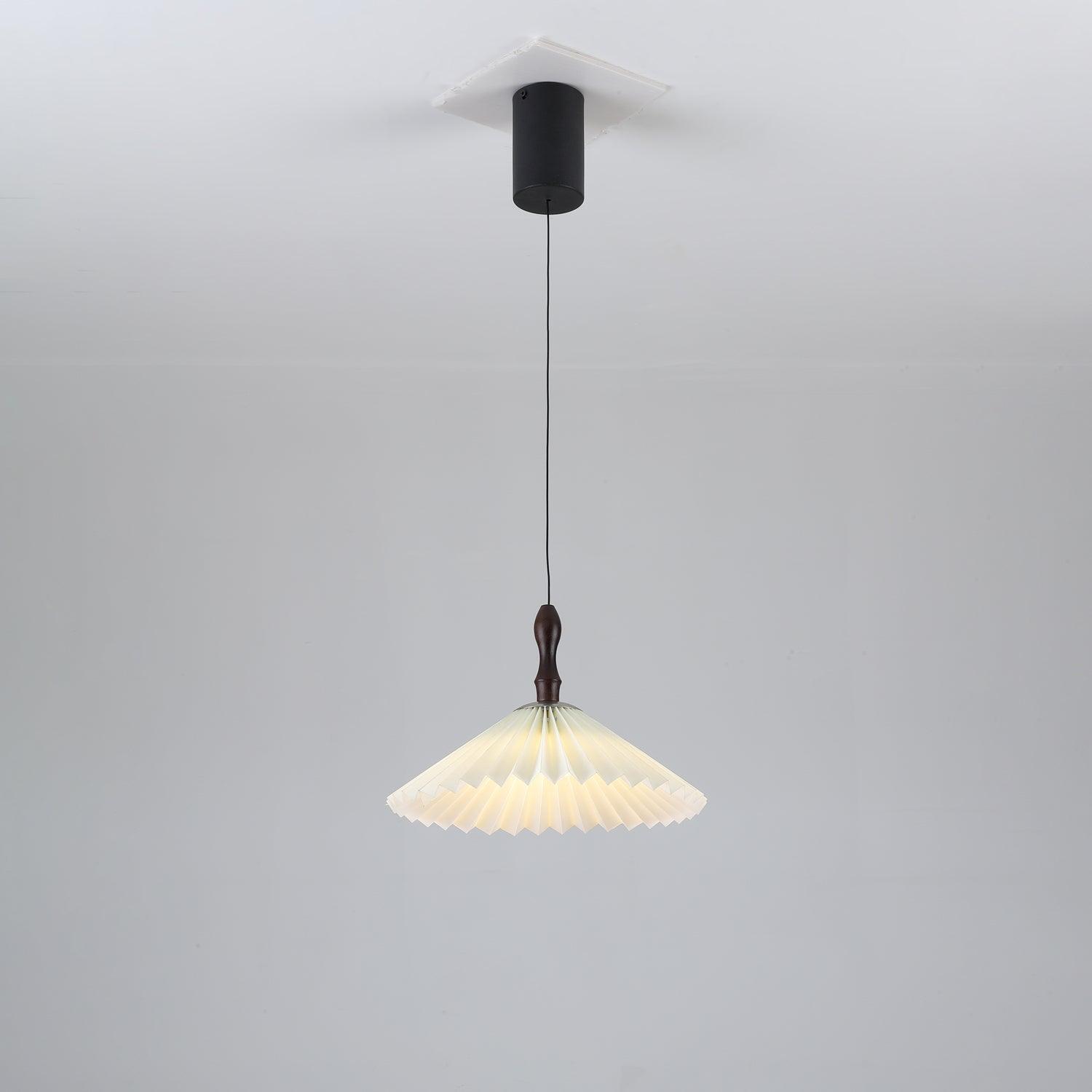 Flower Paper Pendant Lamp ∅ 10.2″ x H 5.1″ / Dia 26cm x H 13cm / Walnut color & White / Warm Light Pendant light