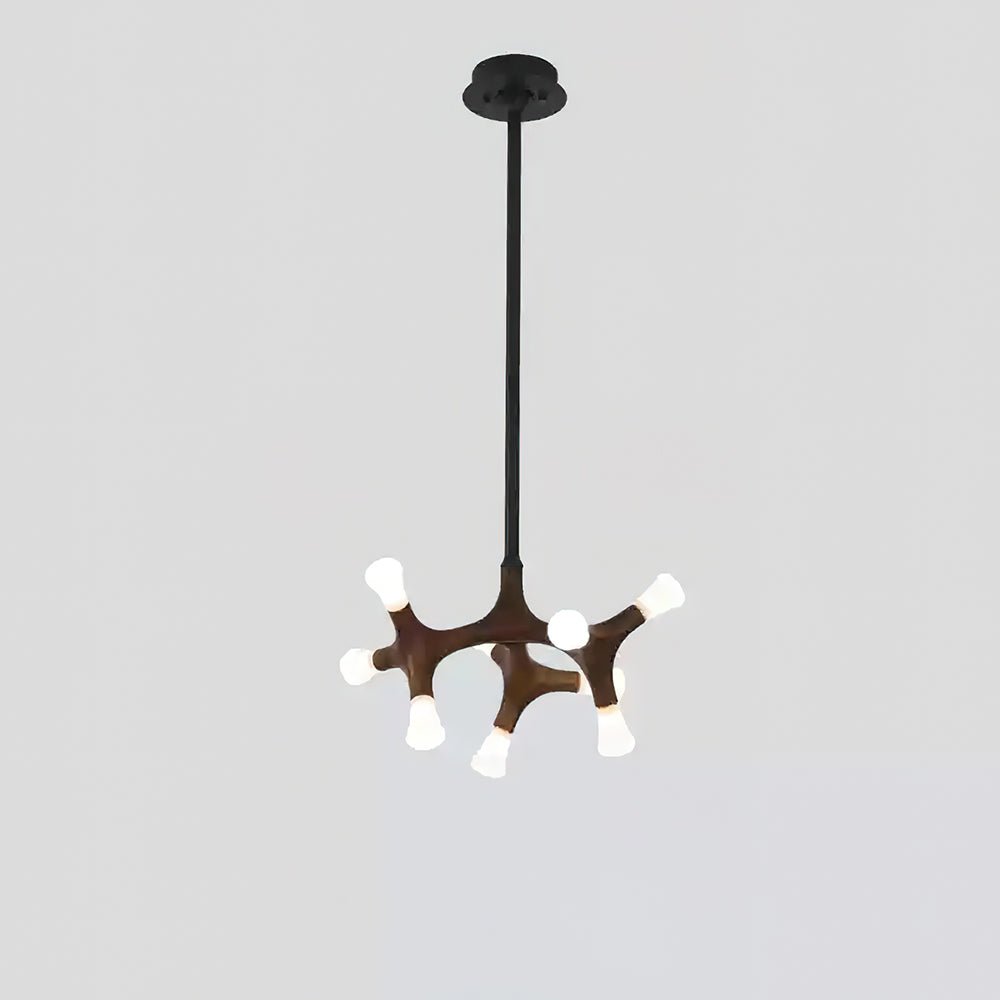 Flower Bone Chandelier 9 Heads: ∅ 21.7’’ x H 42.1’’ / Walnut Color / Warm Light Chandelier