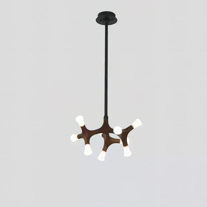 Flower Bone Chandelier 9 Heads: ∅ 21.7’’ x H 42.1’’ / Walnut Color / Warm Light Chandelier
