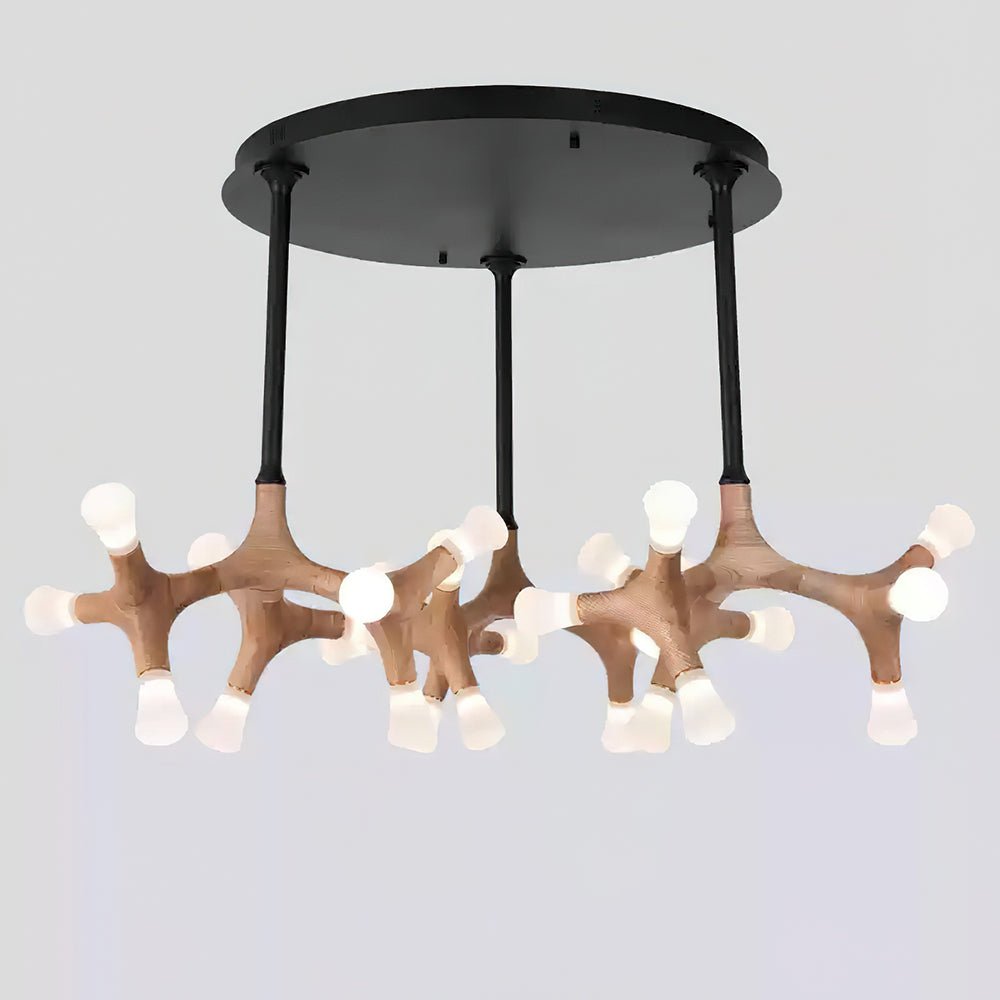 Flower Bone Chandelier 27 Heads: ∅ 43.3’’ x H 26.4’’ / Wood Color / Warm Light Chandelier