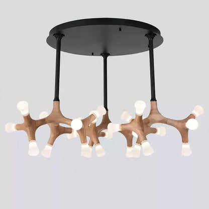 Flower Bone Chandelier 27 Heads: ∅ 43.3’’ x H 26.4’’ / Wood Color / Warm Light Chandelier