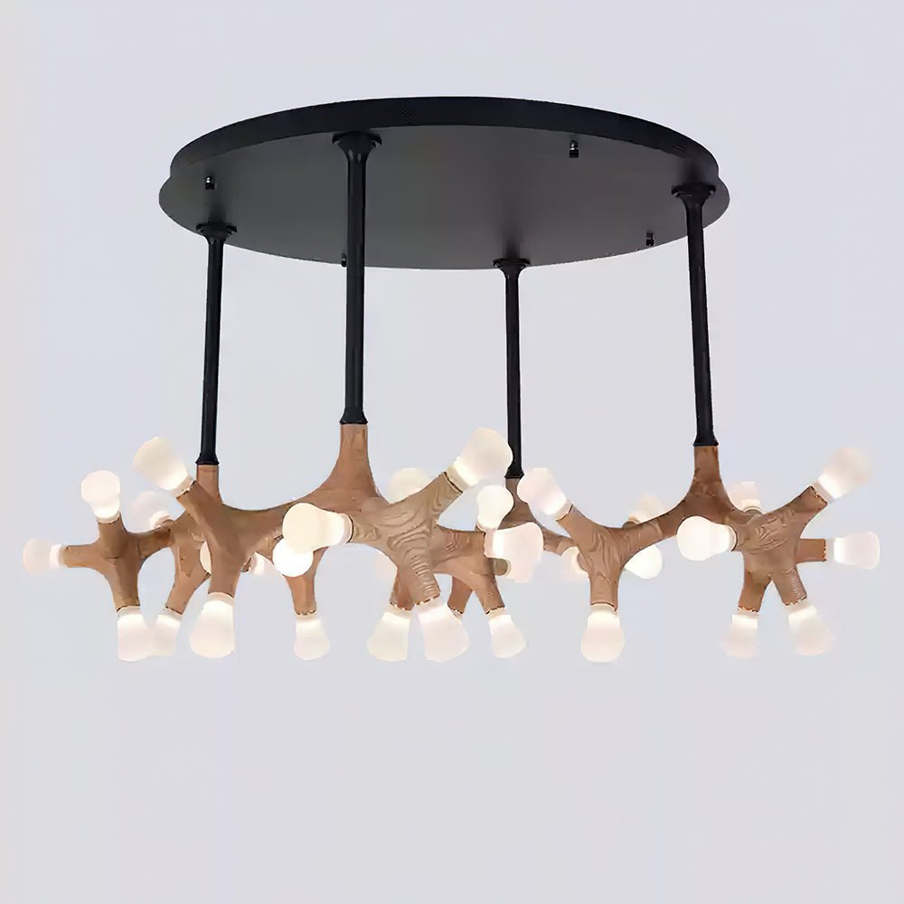 Flower Bone Chandelier 36 Heads: ∅ 51.2’’ x H 26.4’’ / Wood Color / Warm Light Chandelier