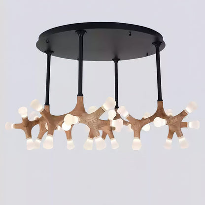 Flower Bone Chandelier 36 Heads: ∅ 51.2’’ x H 26.4’’ / Wood Color / Warm Light Chandelier