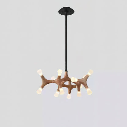 Flower Bone Chandelier 15 Heads: ∅ 25.2’’ x H 42.1’’ / Wood Color / Warm Light Chandelier