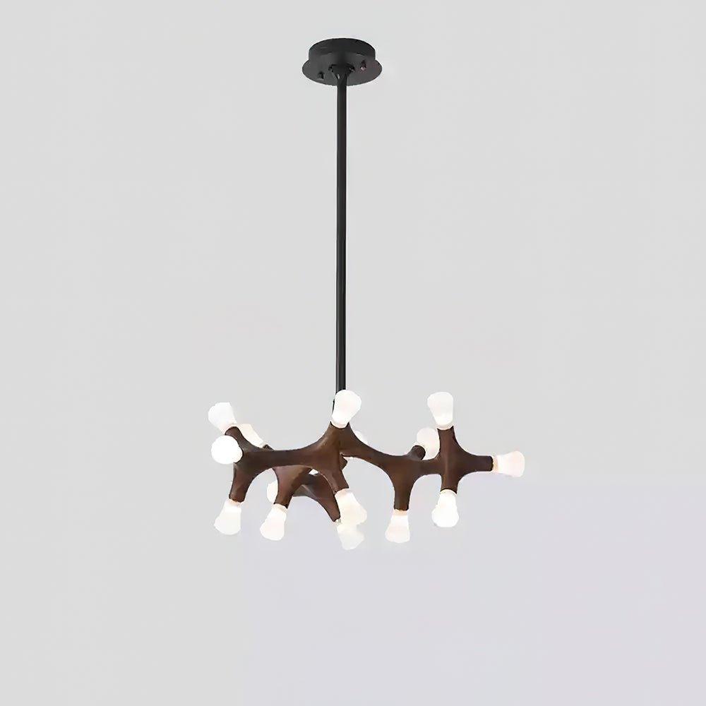 Flower Bone Chandelier 15 Heads: ∅ 25.2’’ x H 42.1’’ / Walnut Color / Warm Light Chandelier